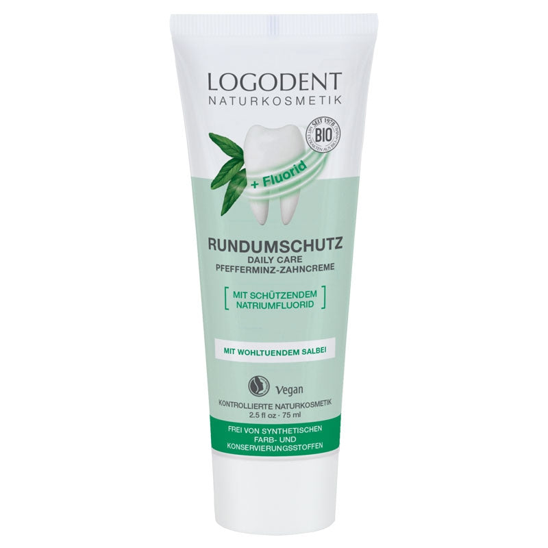 Logona - Dentifrice protection optimale BIO menthe & sauge avec fluor 75ml