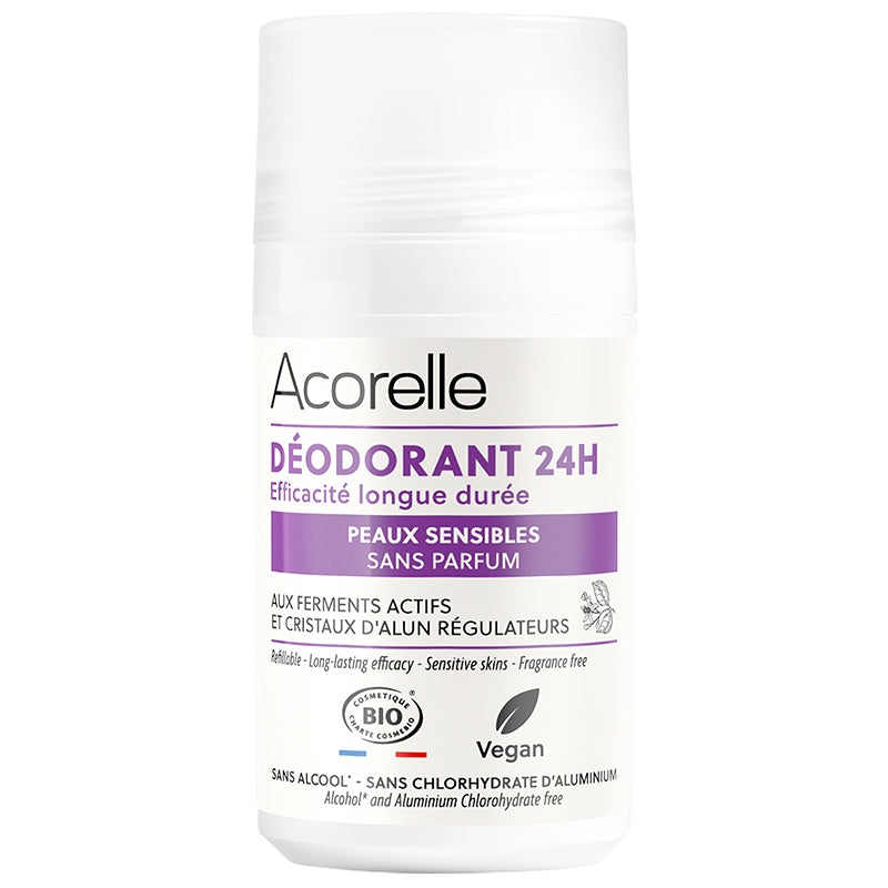 Acorelle - Déodorant bille bio sans aluminium peau sensible sans parfum 50ml