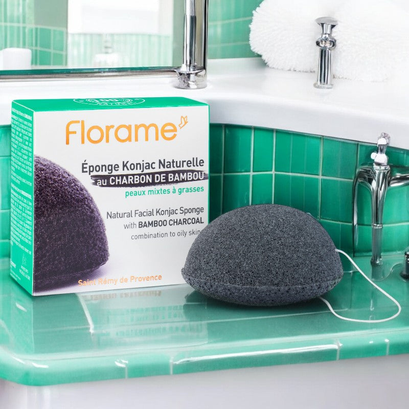 Florame - Éponge Konjac charbon de bambou 1 pièce