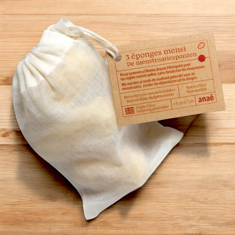 Anaé - Éponge menstruelle naturelle 3 pièces