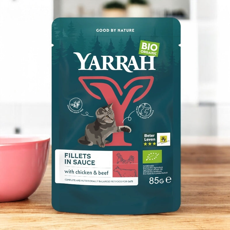 Filets en sauce au bœuf pour chat BIO