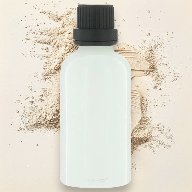 Flacon en verre blanc 50ml avec bouchon-verseur à vis noir et anneau d'inviolabilité - 1 pièce - Potion & Co