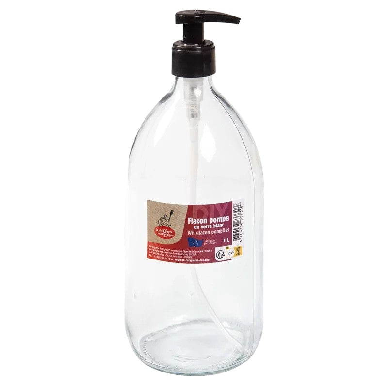 La Droguerie Écologique - Flacon pompe en verre transparent 1l
