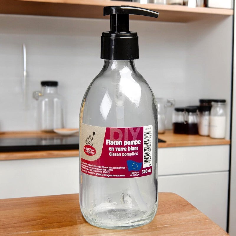 La Droguerie Écologique - Flacon pompe en verre transparent 300ml