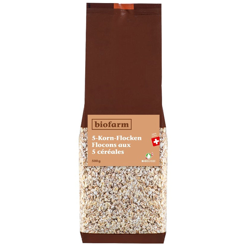 Biofarm - Flocons aux 5 céréales suisses BIO 500g