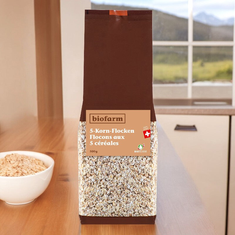 Biofarm - Flocons aux 5 céréales suisses BIO 500g