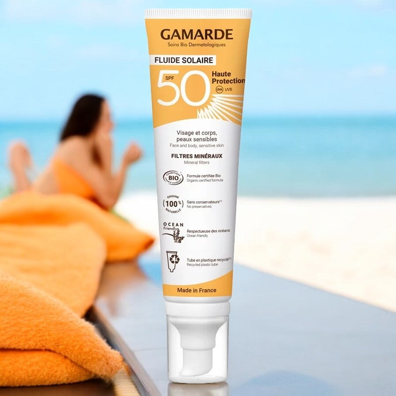 Gamarde - Sonnenschutzfluid LSF 50 BIO - Gesicht & Körper - für empfindliche Haut - 100ml