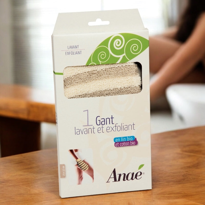 Anaé - Gant lavant & exfoliant en coton & lin BIO