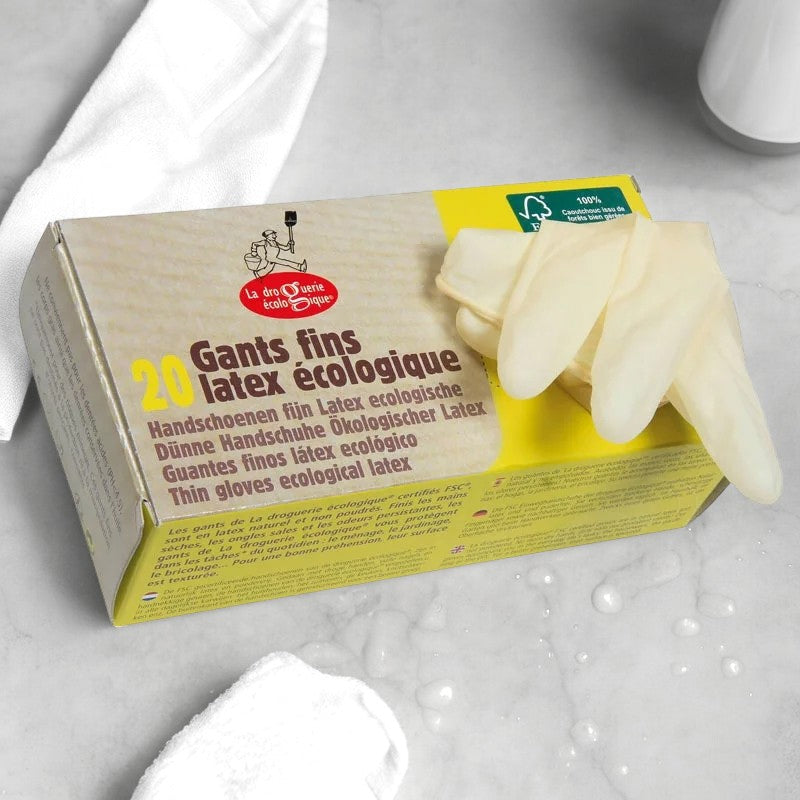 La Droguerie Écologique - Öko Einweg-Latexhandschuhe, Größe S 20 Stück