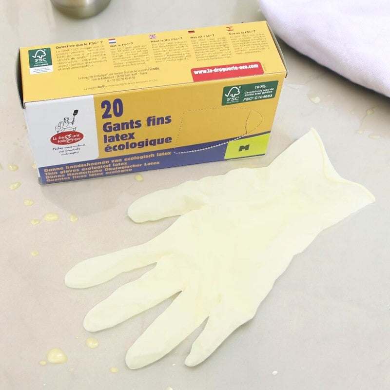 La Droguerie Écologique - Öko, puderfreie Einweg-Latexhandschuhe - Größe M 20 Stück