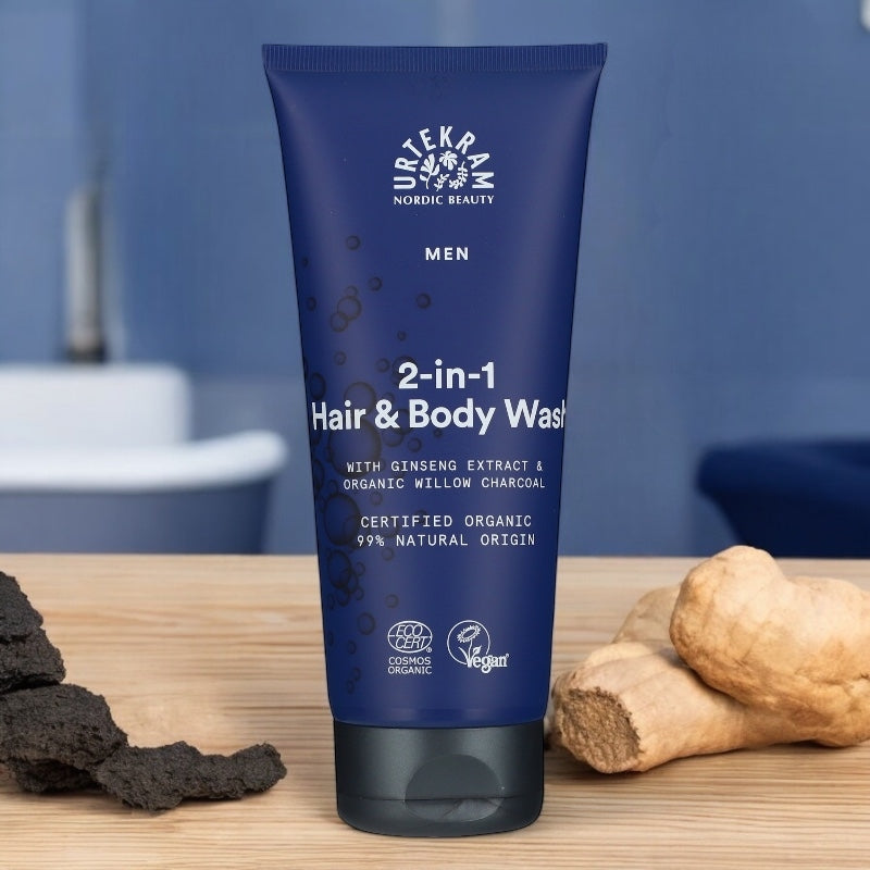 Gel douche homme BIO - corps & cheveux - charbon actif & ginseng