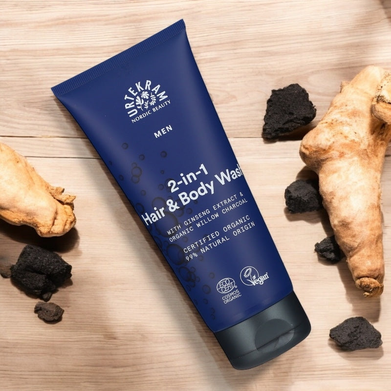 Gel douche homme BIO - corps & cheveux - charbon actif & ginseng