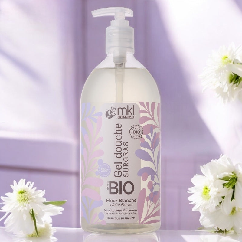 Gel douche BIO fleur blanche 1l