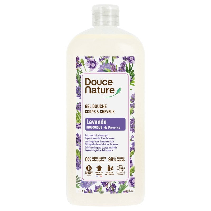 Douce Nature - Gel douche corps & cheveux BIO lavande 1l
