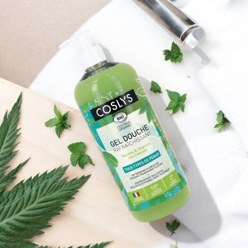 Coslys - Gel douche rafraichissant BIO menthe & chanvre 1l