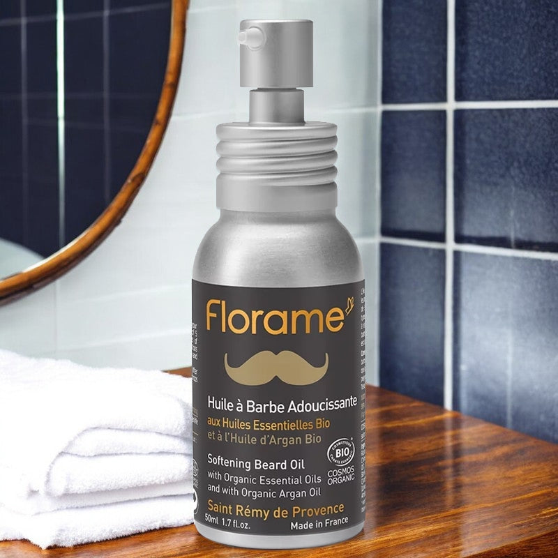 Florame - Huile à barbe adoucissante homme BIO cèdre & argan 50ml