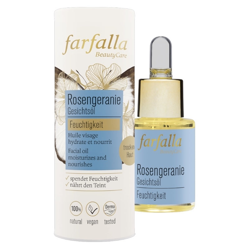 Farfalla - Huile visage hydratante BIO géranium rosat 15ml