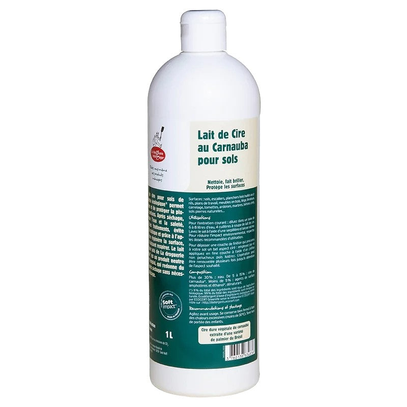 La Droguerie Écologique - Lait de cire au carnauba BIO pour sols 1l