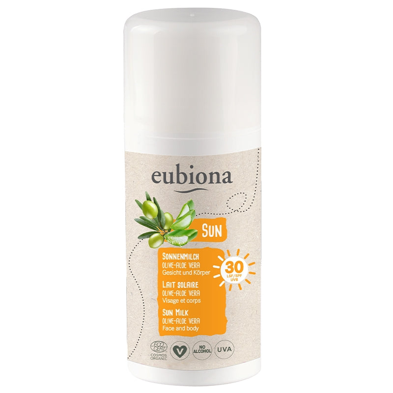 Eubiona - Lait solaire visage & corps IP 30 BIO olive & aloe vera 100ml