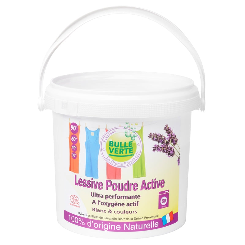 Bulle Verte - Lessive poudre blanc & couleur lavandin 2kg