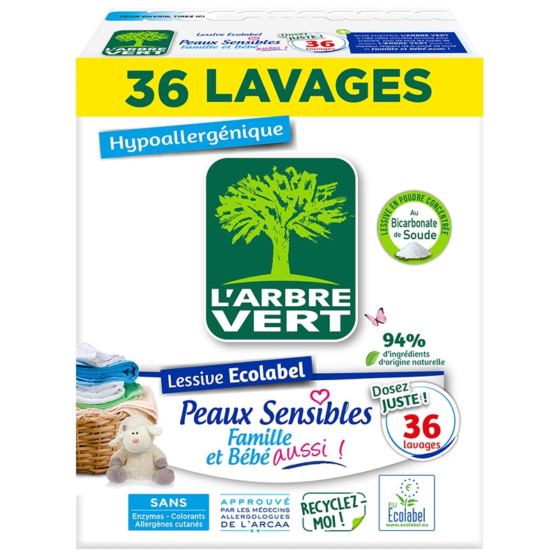 L'Arbre Vert - Lessive poudre peaux sensibles 1,8kg