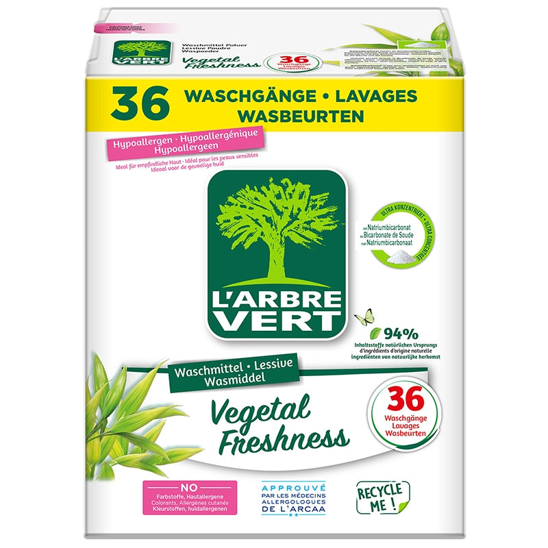 L'Arbre Vert - Lessive poudre Vegetal Freshness 1,8kg