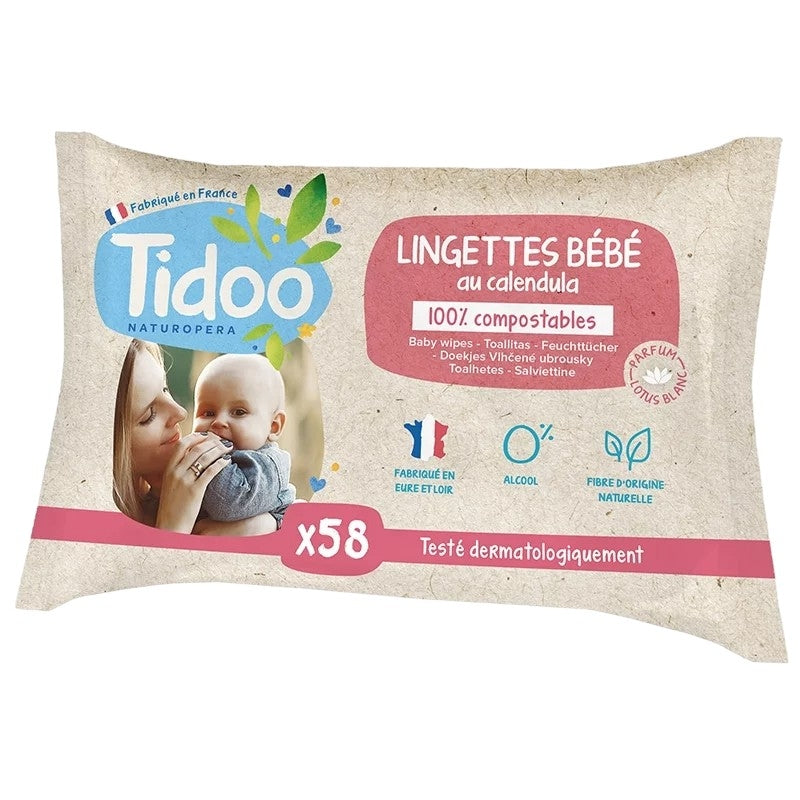 Lingettes bébé BIO calendula & lotus blanc