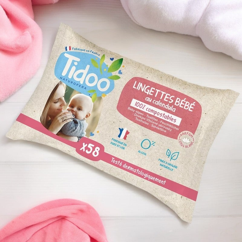 Lingettes bébé BIO calendula & lotus blanc