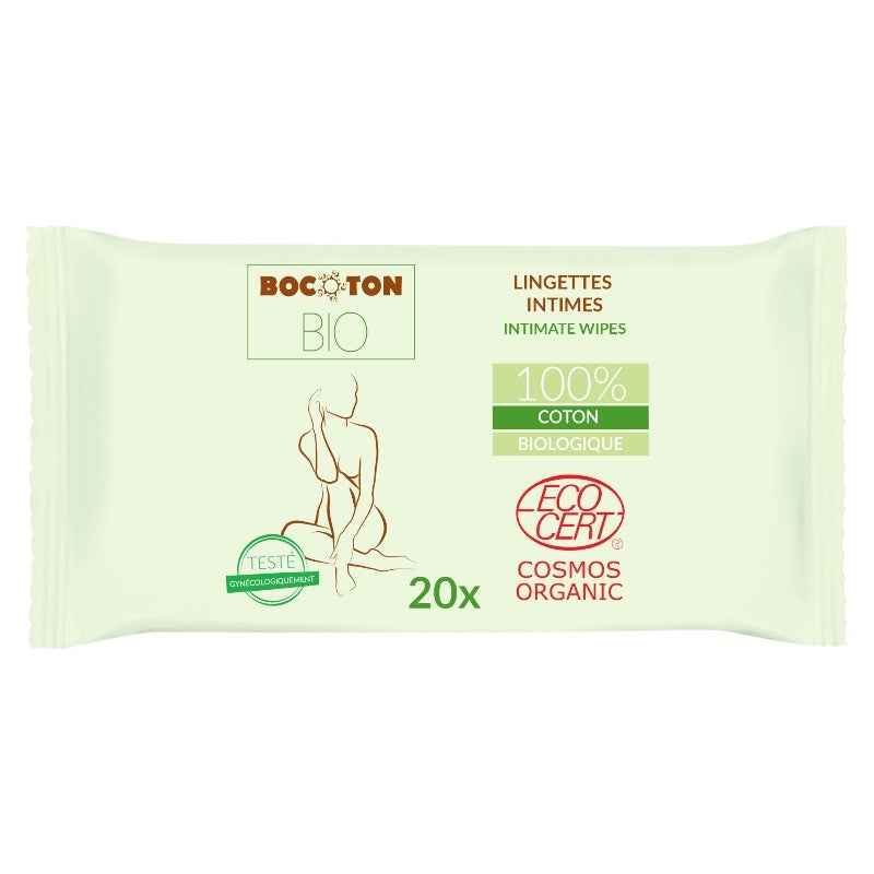 Bocoton - Lingettes toilette intime BIO aloe vera 20 pièces