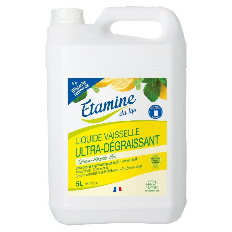 Etamine du Lys - Liquide vaisselle dégraissant écologique citron & menthe 5l