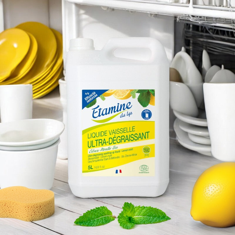 Etamine du Lys - Liquide vaisselle dégraissant écologique citron & menthe 5l
