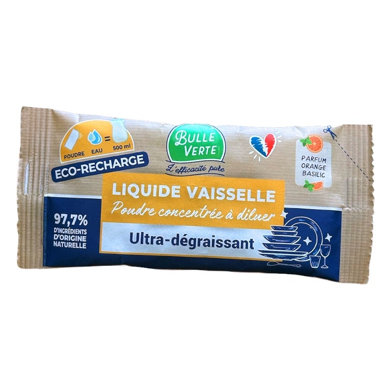 Bulle Verte - Liquide vaisselle poudre à diluer orange & basilic ECO - 1 pièce