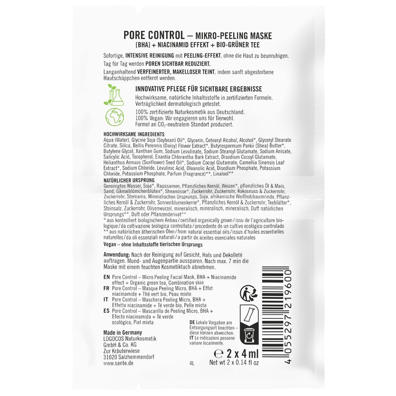Masque micro peeling Pore Control BIO BHA & thé vert