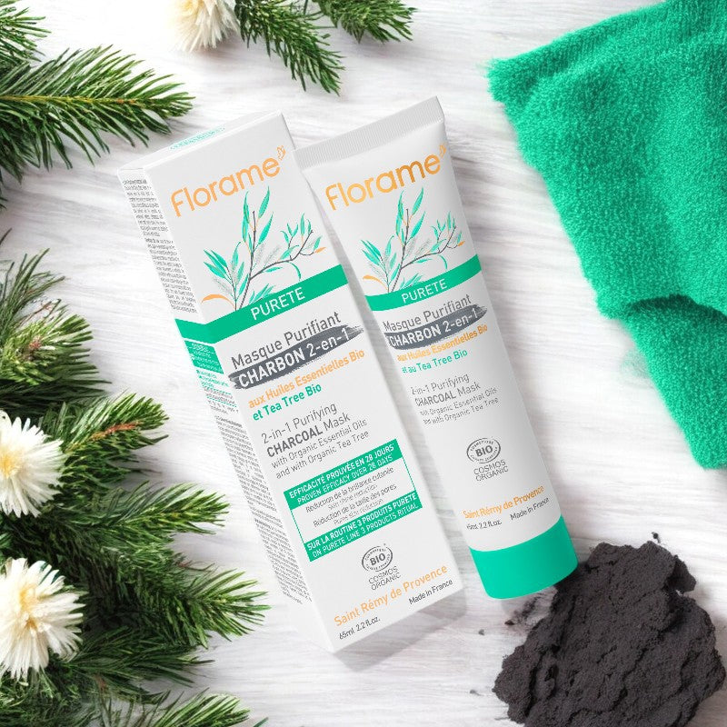 Florame - Reinigende 2-in-1 Maske Aktivkohle & Teebaum BIO 65ml