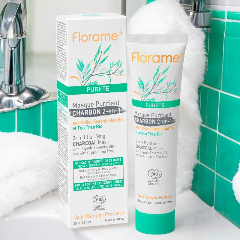 Florame - Masque purifiant 2 en 1 BIO charbon & tea tree 65ml