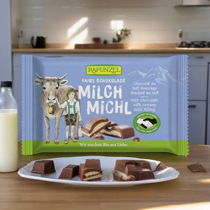 Milch Michl Vollmilchschokolade mit flüssiger Milchfüllung, Bio - 100 g - Rapunzel