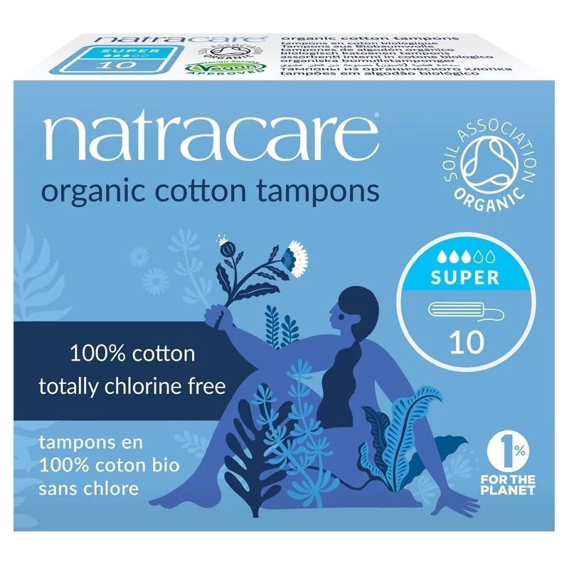 Mini tampons bio sans applicateur Super flux moyen à fort Natracare - 10 pièces
