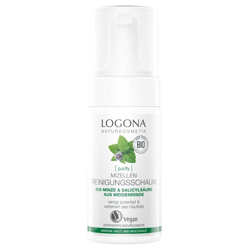 Logona - Mousse nettoyante micellaire BIO menthe & écorce de saule 100ml