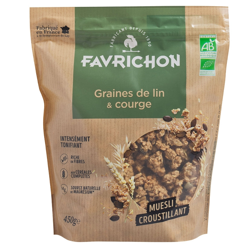 Favrichon - Bio-Knuspermüsli mit Leinsamen und Kürbiskernen 450g