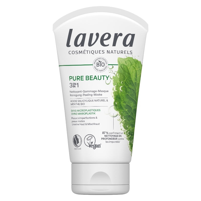 Lavera - Nettoyant gommage masque 3 en 1 BIO acide salicylique & menthe 125ml