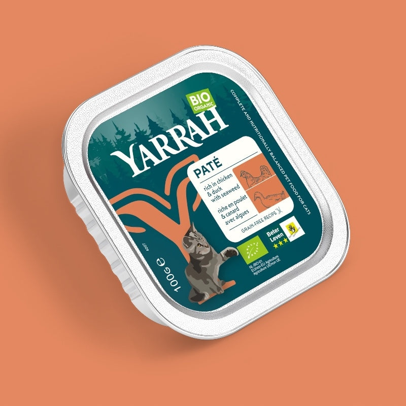Bio-Hühner- und Entenpastete mit Algen für Katzen - 100 g - Yarrah
