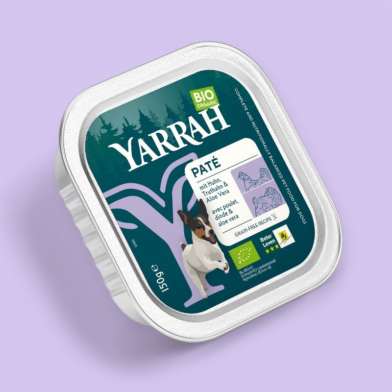 Bio-Hühner- und Putenpastete mit Aloe Vera für Hunde - 150 g - Yarrah