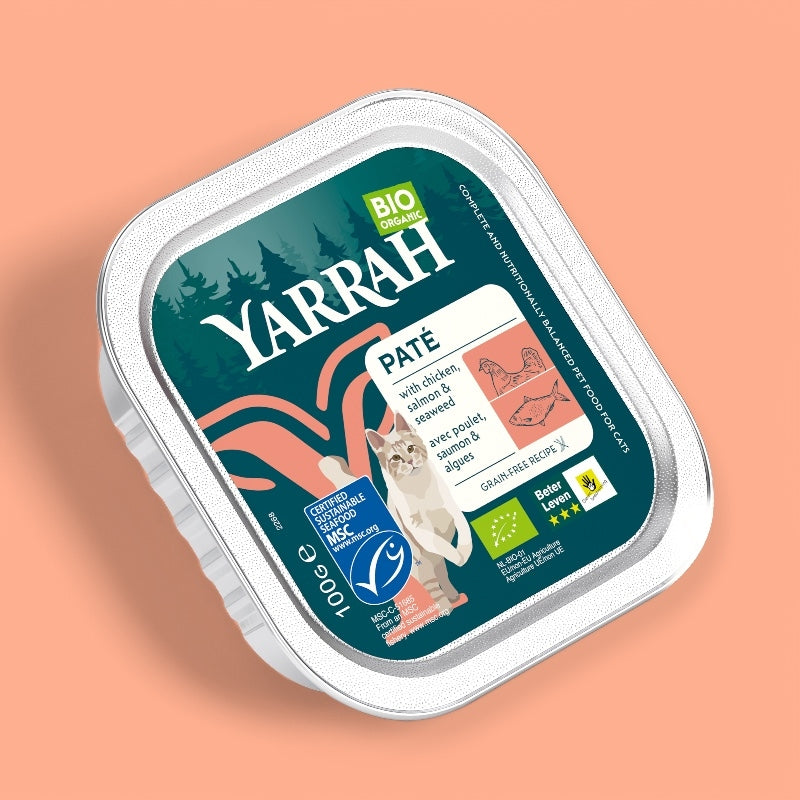 Bio-Katzenfutter mit Lachs und Algen - 100 g - Yarrah