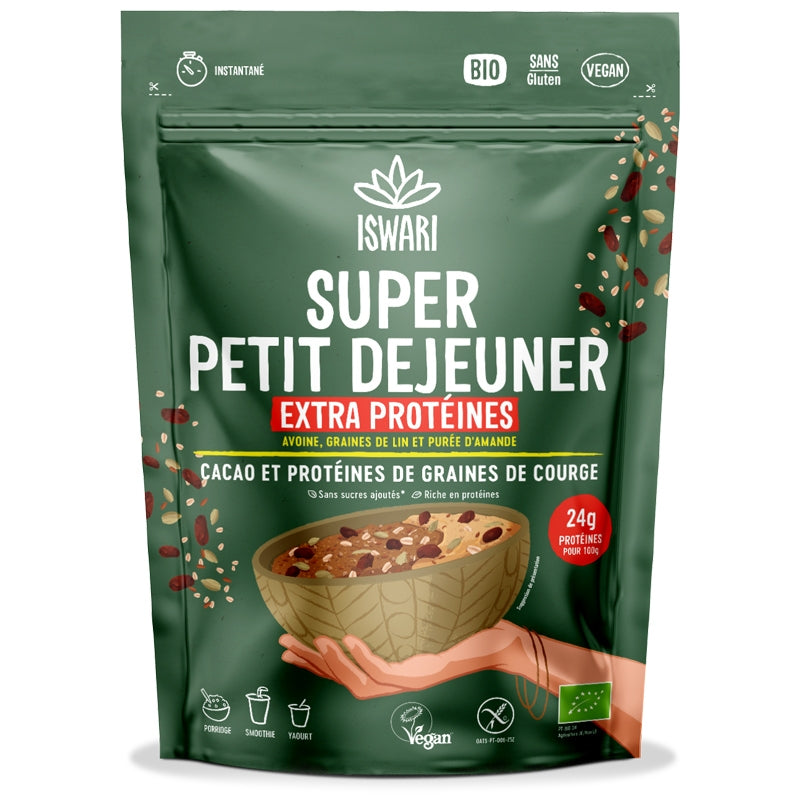 Iswari - Petit déjeuner extra protéines cacao BIO 360g