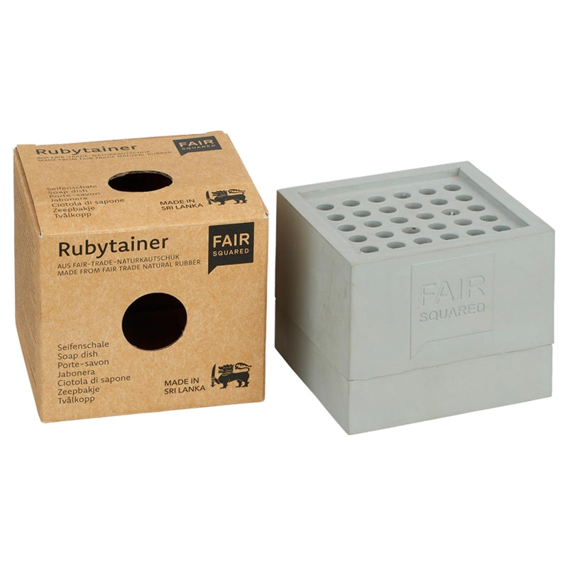 Fair Squared - Porte-savon en caoutchouc naturel gris 1 pièce