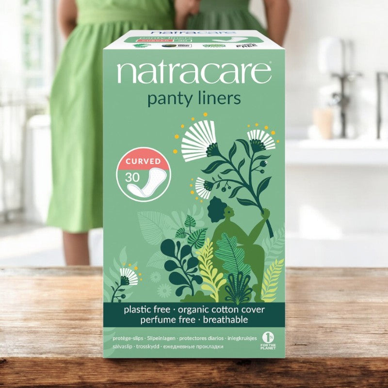 Protège-slips bio Incurvés Natracare - coton GOTS, forme anatomique (30 pièces)