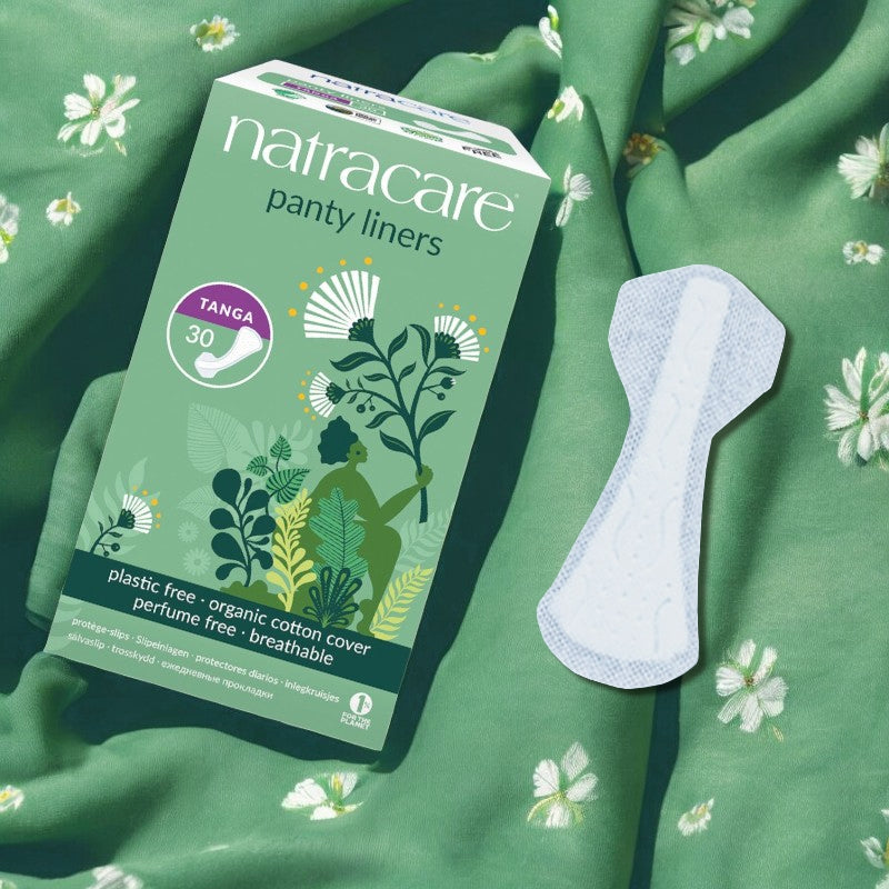 Protège-slips bio Tanga/string avec ailettes Natracare - coton GOTS (30 pièces)