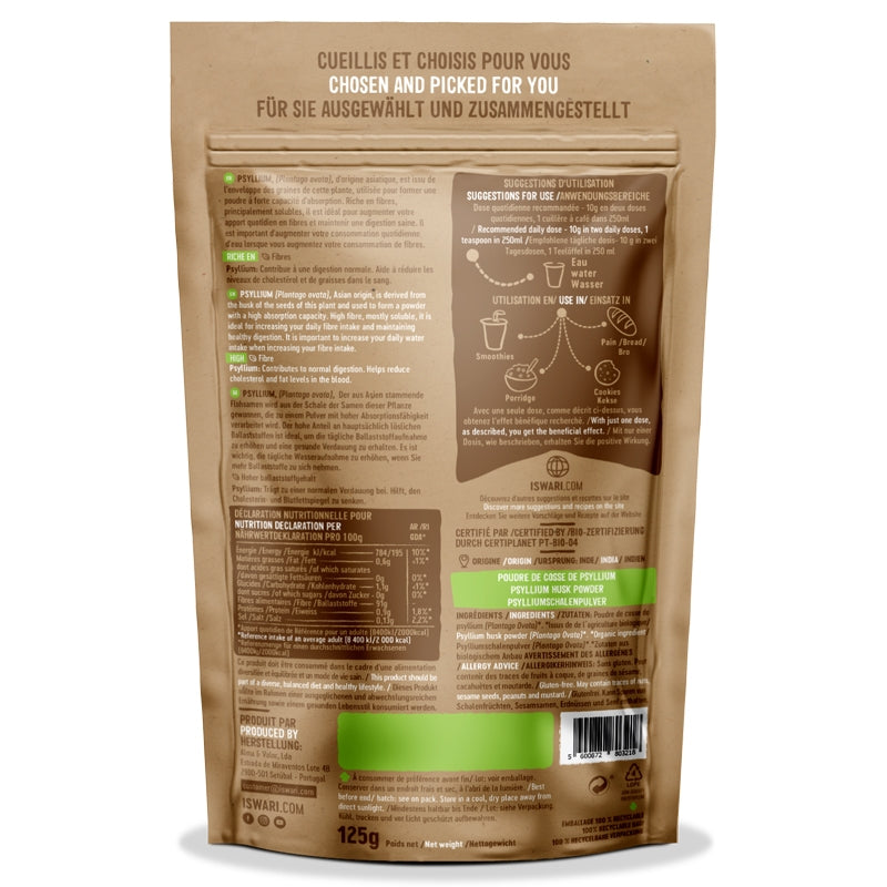 Iswari - Psyllium en poudre bio 125g - téguments de psyllium blond Iswari