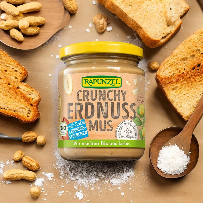 Bio-Erdnussbutter mit Salz, knusprig, 250 g - Rapunzel