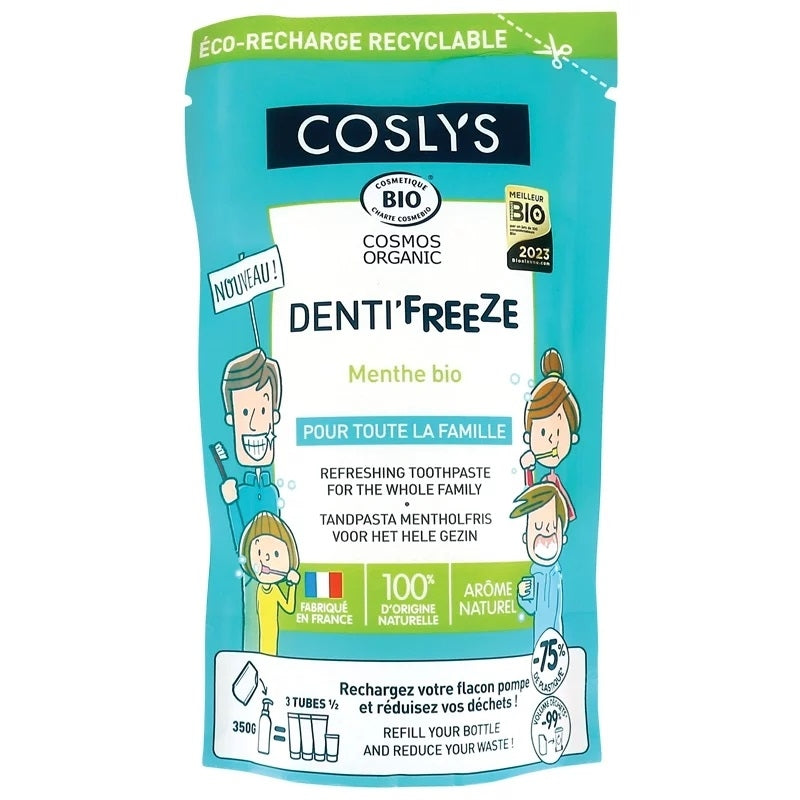 Coslys - Recharge dentifrice famille BIO menthe sans fluor 350g
